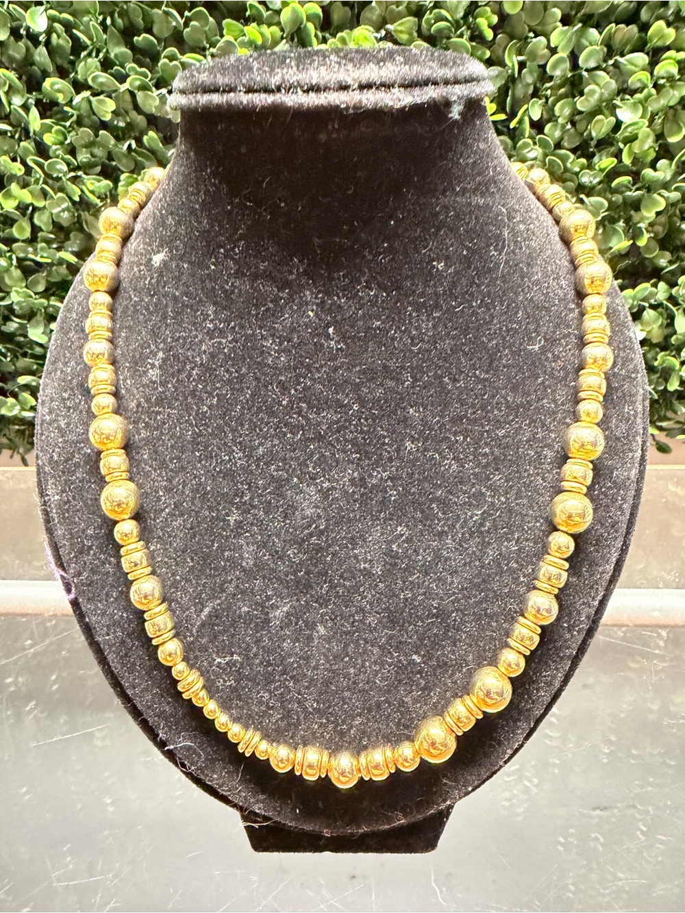 Talbots Gold-Tone Textured Bead Necklace